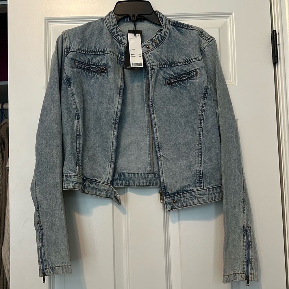 NWT Lioness Bella Denim Moto Jacket from Urban Outfitters